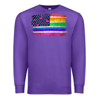 Purple american flag and lgbt flag  background Premium Sweatshirt - HRA Design Shop