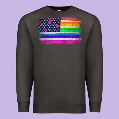 American Flag And Lgbt Flag  Background Premium Sweatshirt Designed By Hra Design Shop