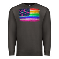 Smoke american flag and lgbt flag  background Premium Sweatshirt - HRA Design Shop