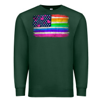 Sports Green american flag and lgbt flag  background Premium Sweatshirt - HRA Design Shop