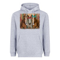Heather Grey horses with bandanas Heavyweight Hoodie - RanaPortraitStore