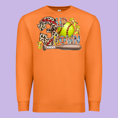 Three Up Down Softball Premium Sweatshirt Designed By Racoondesign