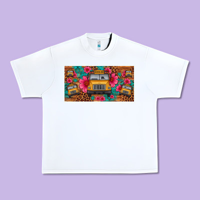 School Bus Leopard Gemstone License Plate Urban Heavy Tee Designed By Artiststas