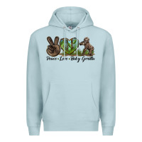 Blue Mist Peace Love Baby Gorilla Premium Hoodie - LillyAllenDesigns