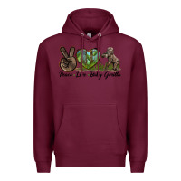 Burgundy Peace Love Baby Gorilla Premium Hoodie - LillyAllenDesigns