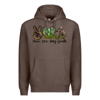 Coffee Peace Love Baby Gorilla Premium Hoodie - LillyAllenDesigns