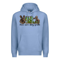 Colony Blue Peace Love Baby Gorilla Premium Hoodie - LillyAllenDesigns