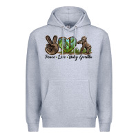 Heather Grey Peace Love Baby Gorilla Premium Hoodie - LillyAllenDesigns