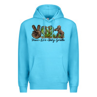 Ocean Blue Peace Love Baby Gorilla Premium Hoodie - LillyAllenDesigns