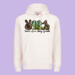 Peace Love Baby Gorilla Premium Hoodie Designed By Lillyallendesigns