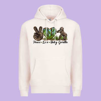 Peace Love Baby Gorilla Premium Hoodie Designed By Lillyallendesigns