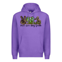 Purple Peace Love Baby Gorilla Premium Hoodie - LillyAllenDesigns