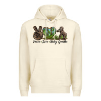 Sandshell Peace Love Baby Gorilla Premium Hoodie - LillyAllenDesigns