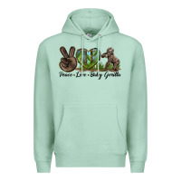 Seafoam Peace Love Baby Gorilla Premium Hoodie - LillyAllenDesigns