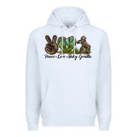 White Peace Love Baby Gorilla Premium Hoodie - LillyAllenDesigns