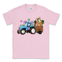 Bubblegum Pink Happy Easter Tractor with Bunny Flowers and Carrot Classic Tee - RanaPortraitStore