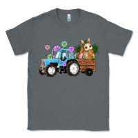 Charcoal Heather Happy Easter Tractor with Bunny Flowers and Carrot Classic Tee - RanaPortraitStore