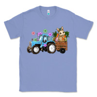 Colony Blue Happy Easter Tractor with Bunny Flowers and Carrot Classic Tee - RanaPortraitStore
