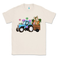 Natural Happy Easter Tractor with Bunny Flowers and Carrot Classic Tee - RanaPortraitStore