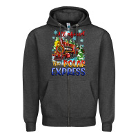 Charcoal Heather all aboard the polar express Zipper Hoodie - Zillion Design Studio
