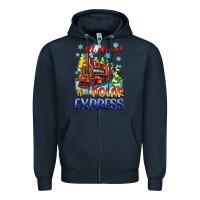 Navy all aboard the polar express Zipper Hoodie - Zillion Design Studio