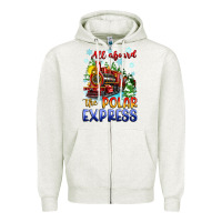 Oatmeal Heather all aboard the polar express Zipper Hoodie - Zillion Design Studio
