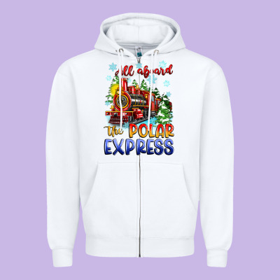 All Aboard The Polar Express Zipper Hoodie Designed By Zillion Design Studio