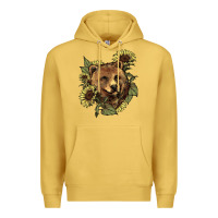 Antique Gold bear head sunflowers Premium Hoodie - NancyCooperArtShop