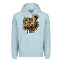 Blue Mist bear head sunflowers Premium Hoodie - NancyCooperArtShop