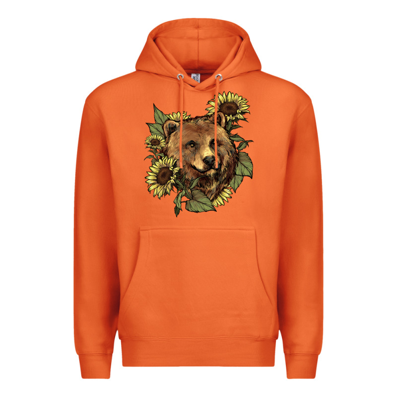 Bear Head Sunflowers Premium Hoodie by NancyCooperArtShop | Teevron