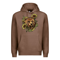 Chestnut bear head sunflowers Premium Hoodie - NancyCooperArtShop