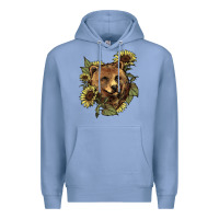 Colony Blue bear head sunflowers Premium Hoodie - NancyCooperArtShop