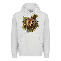 Dove Grey bear head sunflowers Premium Hoodie - NancyCooperArtShop