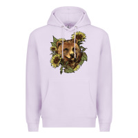 Lilac bear head sunflowers Premium Hoodie - NancyCooperArtShop