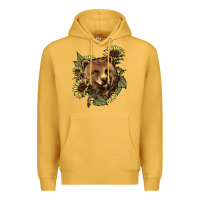 Mustard bear head sunflowers Premium Hoodie - NancyCooperArtShop
