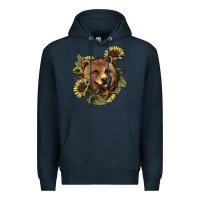 Navy bear head sunflowers Premium Hoodie - NancyCooperArtShop