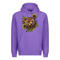 Purple bear head sunflowers Premium Hoodie - NancyCooperArtShop