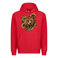 Red bear head sunflowers Premium Hoodie - NancyCooperArtShop