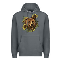 Rock bear head sunflowers Premium Hoodie - NancyCooperArtShop