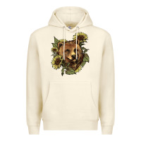 Sandshell bear head sunflowers Premium Hoodie - NancyCooperArtShop