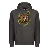 Smoke bear head sunflowers Premium Hoodie - NancyCooperArtShop
