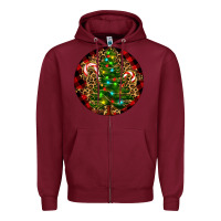 Burgundy Christmas Tree Zipper Hoodie - RanaPortraitStore