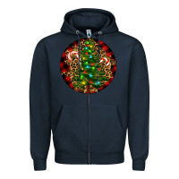 Navy Christmas Tree Zipper Hoodie - RanaPortraitStore