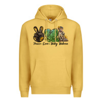 Antique Gold Peace Love Baby Baboon Premium Hoodie - LillyAllenDesigns