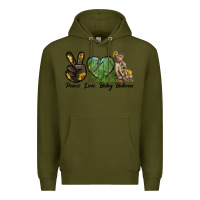 Army Green Peace Love Baby Baboon Premium Hoodie - LillyAllenDesigns