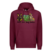 Burgundy Peace Love Baby Baboon Premium Hoodie - LillyAllenDesigns