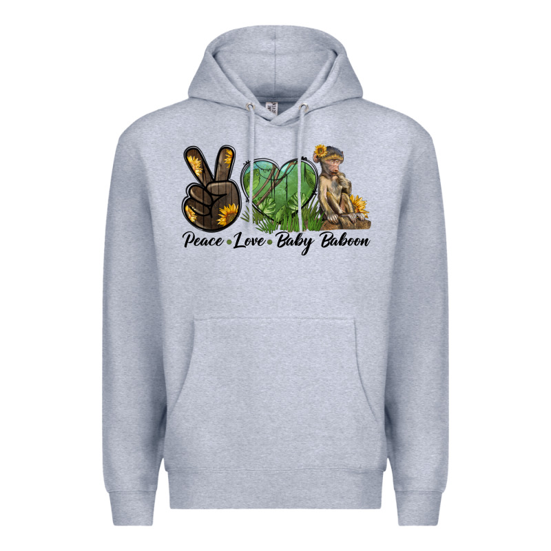 Peace Love Baby Baboon Premium Hoodie by LillyAllenDesigns | Teevron