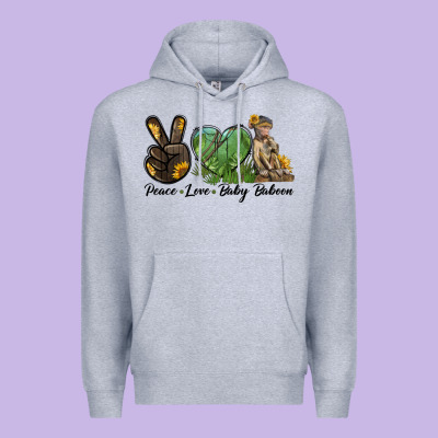 Peace Love Baby Baboon Premium Hoodie Designed By Lillyallendesigns