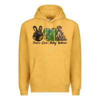 Mustard Peace Love Baby Baboon Premium Hoodie - LillyAllenDesigns