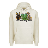 Oatmeal Heather Peace Love Baby Baboon Premium Hoodie - LillyAllenDesigns
